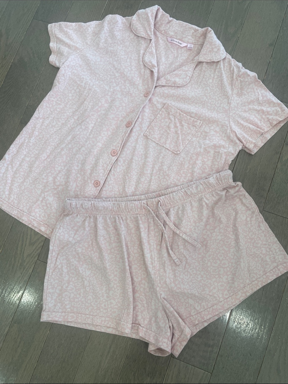 La Vie En Rose Soft Pink Short-Sleeve Pajama Set Size Small - Picture 4 of 8
